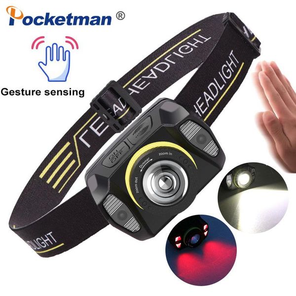 

50000lums headlamp led motion sensor headlights 5 modes with built-in battery hands-lantarn head lamp usb hard hat headlamps