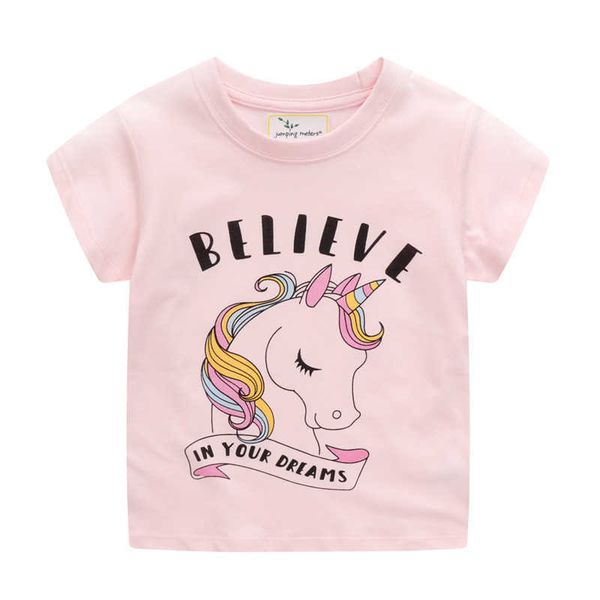 

jumping meters pink unicorn girls t shirts cotton short sleeve baby casual summer tees print children's clothes 210529, Blue