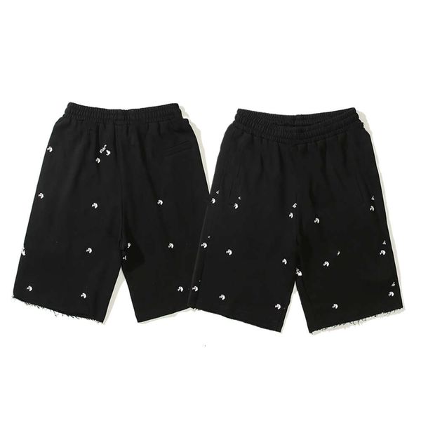 

2021 fashion loose gesture printed terry cloth five points elastic summer offs sports shorts, White;black