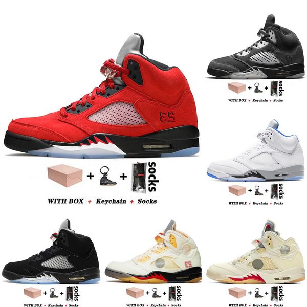 

jumpman 5 5s with box basketball shoes designer raging bull stealth 2.0 anthracite red suede mens sneakers womens trainers sports 36-47n4jp