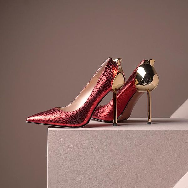 

dress shoes ins women pumps leather 22-24.5cm length cow online celebrity stone pattern high heel 8cm, Black