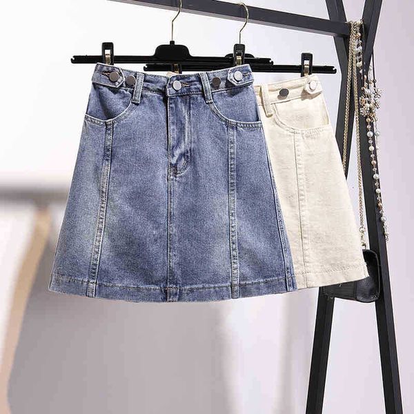 

skirts women denim mini korean fashion summer high waist blue package hip washed saia jeans plus size ri1v, Black