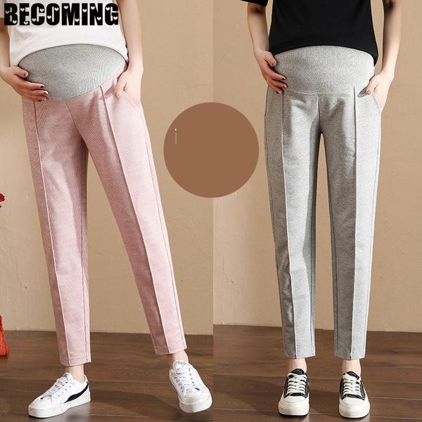 

maternity bottoms daytime autumn pregnant pants loose casual capris belly high waist walking pregnancy trousers, White