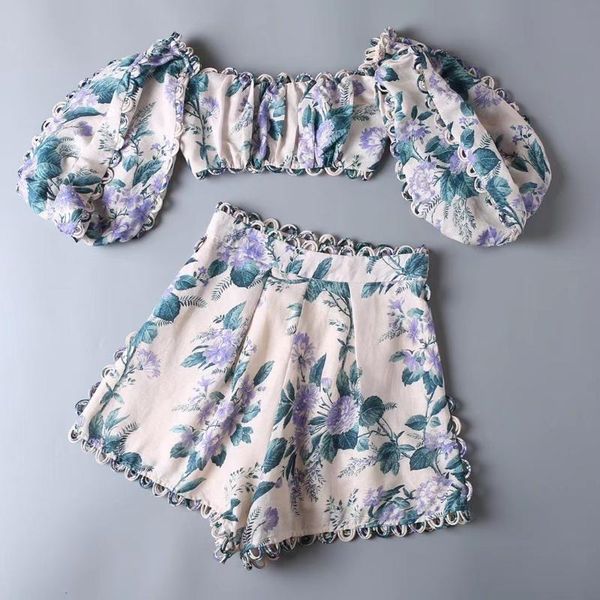 

women's tracksuits 100% linen printed suit, Gray