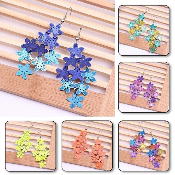 

fashion trendy flowers dangle earrings for women vintage creative temperament contracted woman bohemian earrings jewelry, Silver