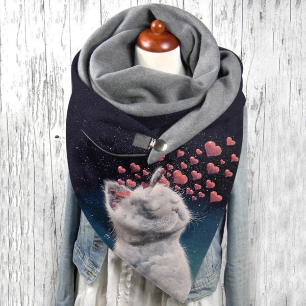 

cycling caps & masks women hiking scarves winter fashion printing view art print button functional soft wrap casual warm shawls for outdoor, Black