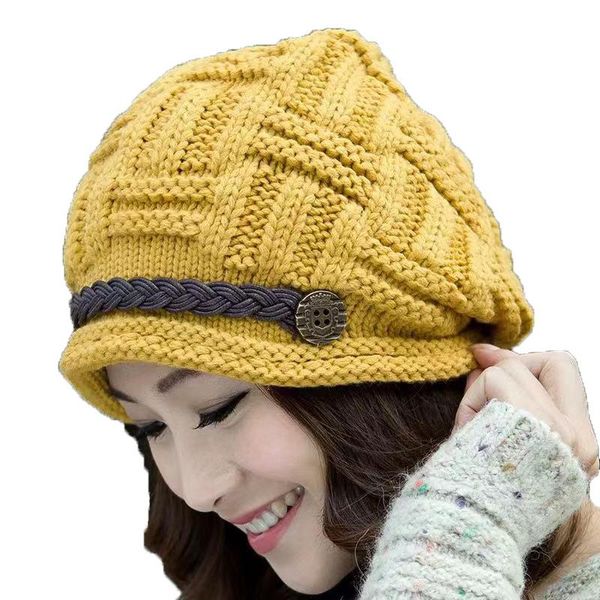 

beanies women's hip hop splicing crimped pullover hat, suitable for autumn and winter, fashionable multifunctional knitted wool hat