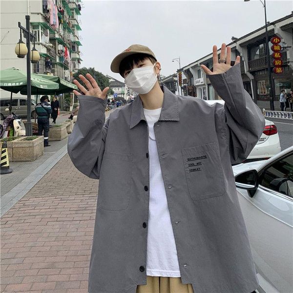 

men's jackets 2021 spring printed shshirt jacket smart kpop outdoor, Black;brown