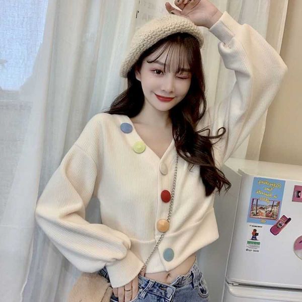 

plus size knitted sweater women's 200 kg fat sister autumn pure color trendy v-neck slimming knit 210526, White
