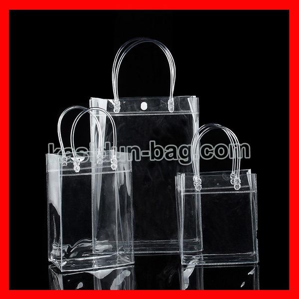 

shopping bags (100pcs/lot) wholesale waterproof clear reusable bag pvc