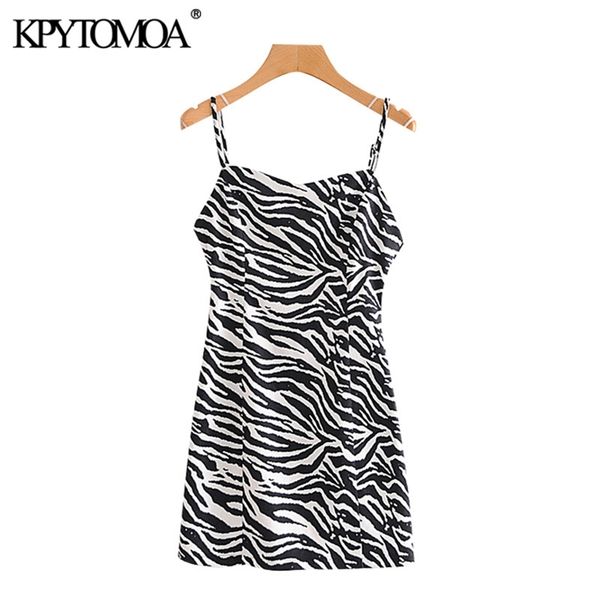 

women fashion zebra print mini dress vintage backless zipper thin straps female dresses vestidos mujer 210420, Black;gray