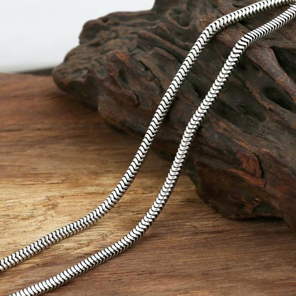 

fashion s925 sterling silver retro thai vintage style chiang mai handmade 3mm snake bone necklace men and women chains
