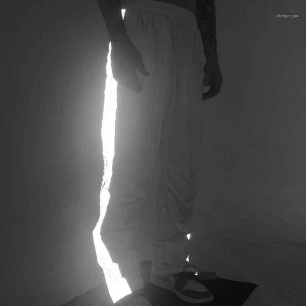 

men's pants reflective lettered track, Black