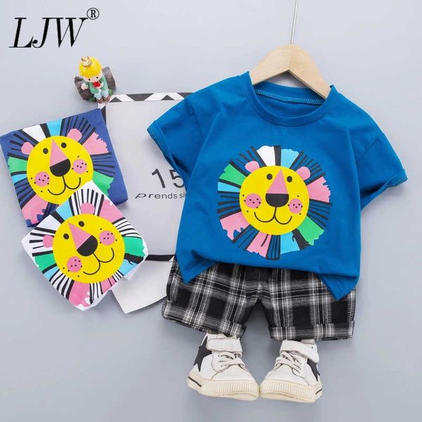 Ragazzi Stes Abbigliamento casual 2 pezzi Set Cartoon Lion Cool Boy T-shirt + Pantaloncini Abbigliamento Ragazzi Tuta Abbigliamento per bambini 0-5 anni G1023