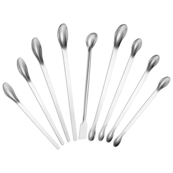

9pcs taking spoons thickened stainless steel micro laboratory sampling scoops