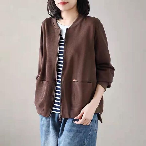 

women's jackets yfea7-1 thin sweater women 2021 spring knit cardigan female loose plus size solid color long sleeve hooded coat, Black;brown