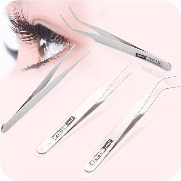 

1pcs stainless tweezers straight eyelash extension eyebrow trimming makeup tools accessories nail set & stencils