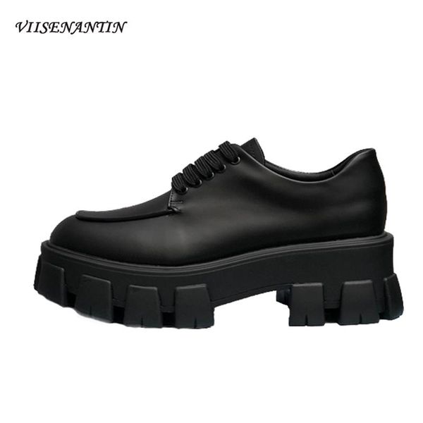 

dress shoes 2021 spring black white all-match loafer british style genuine leather thick soles increase fashionable casual