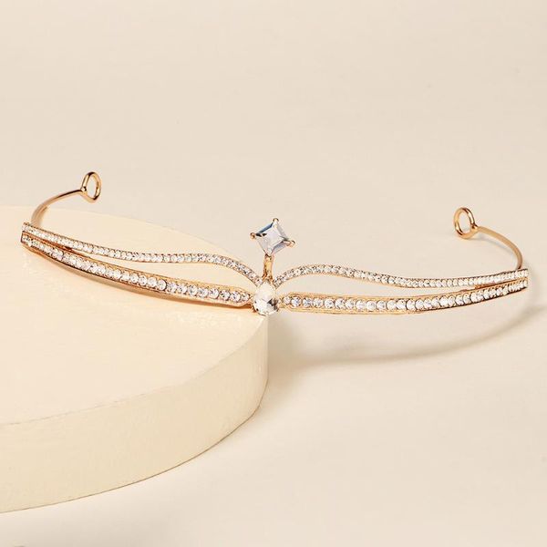 

hair clips & barrettes luxury headbands for women elegant rhinestones inlaid hairbands fashon wedding bridal headwear exquisit ornament, Golden;silver