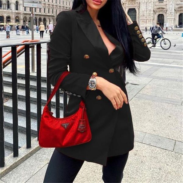 

women's suits & blazers elegant black business casual blazer jacket women spring autumn long sleeve single breasted cardigan coat femal, White;black