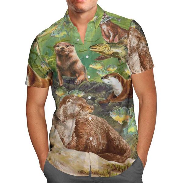 

men's casual shirts animal breathable 3d printed summer hawaiian short sleeve button beach aloha shirt oversized 5xl chemise homme, White;black