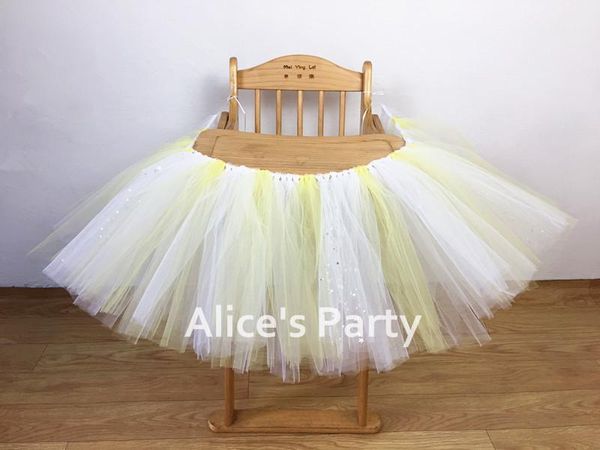 

party decoration yellow white tutu lace skirt highchair banner first birthday flag baby 1st nursery garland po props