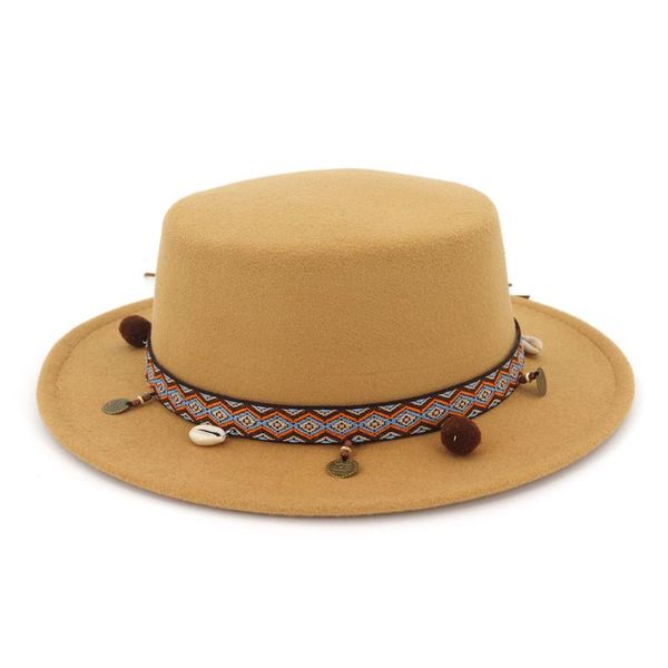 Chapéus largos de aba Black Fedora chapéu de inverno panamá mulheres elegantes senhoras sentiram bonés vintage outono trilby