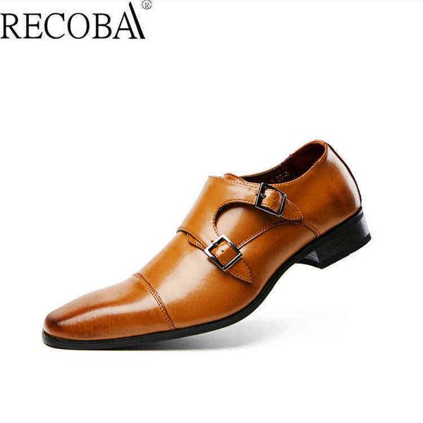 

busins leather sho men's drs casual real three joint monk