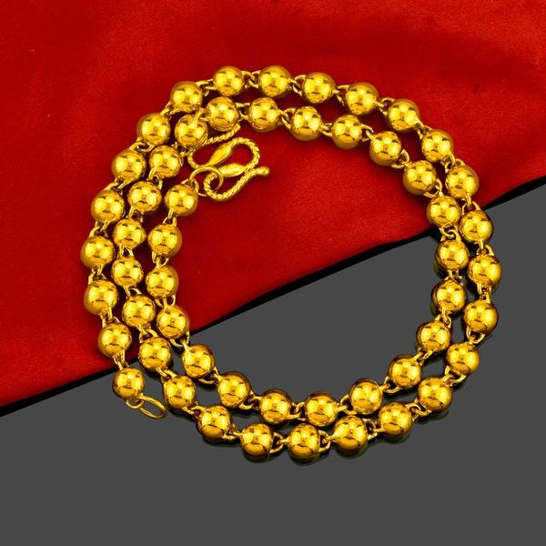 

chains explosive retro jewelry gold filled hollow round bead necklace for men and women chain, Silver