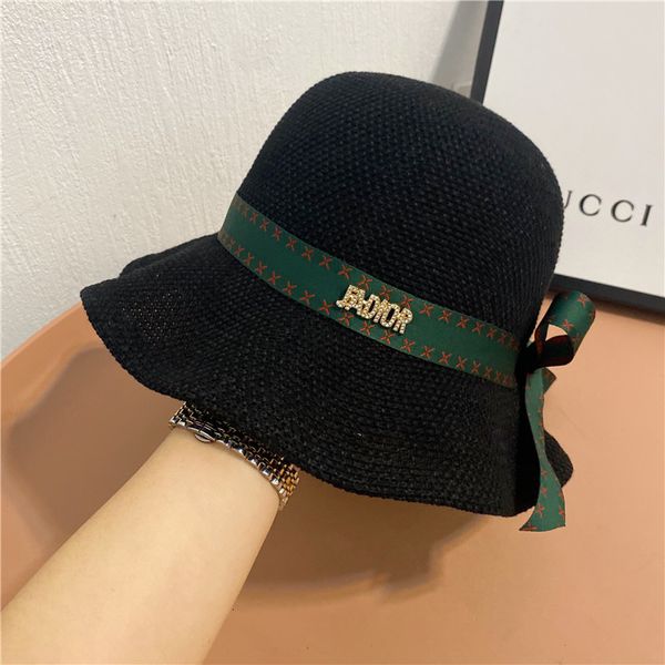 

spring simple bandage knitted hat outdoor beach hat, Yellow