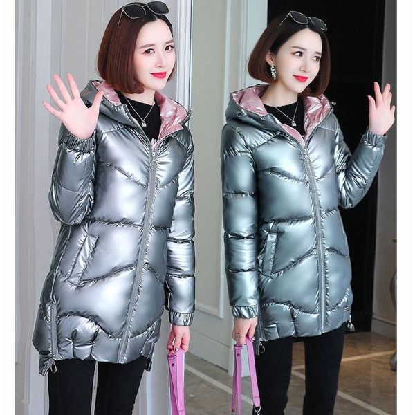 

women's down & parkas 2021 winter padded coat mid-length loose hooded, Black