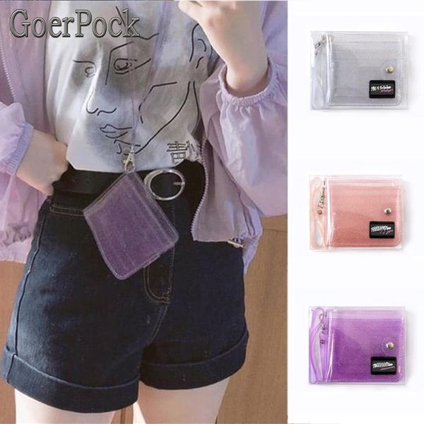 

card holders transparent id holder wallets pvc folding lanyard short wallet fashion women girl glitter case purse christmas gift, Brown;gray
