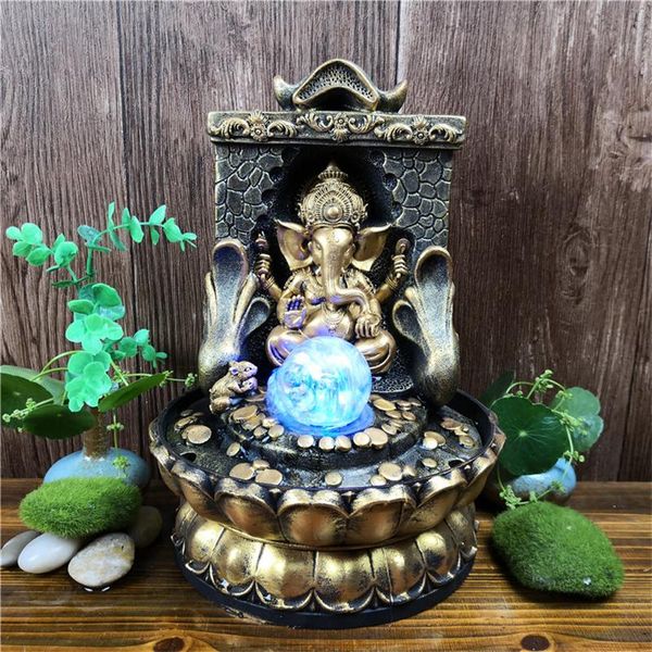 

hindu ganesha statue fortune lucky feng shui deskfountains indoor led glowing ball spring water sound waterfall fountain garden decorati