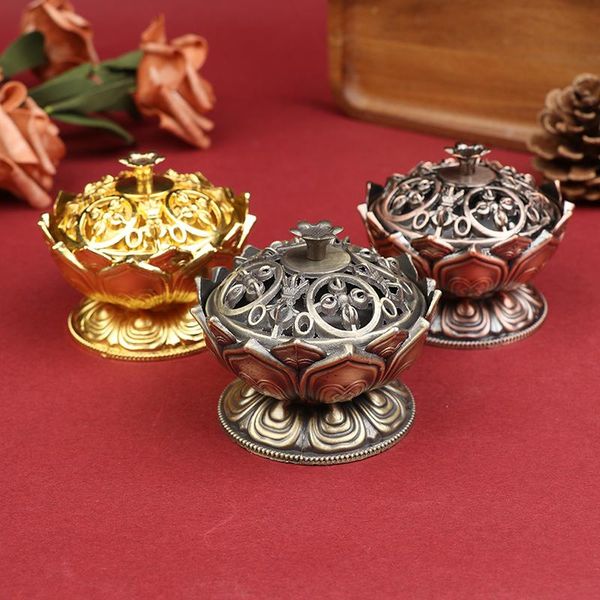 

buddhist lotus antique alloy incense burner stick office and home decoration fragrance lamps