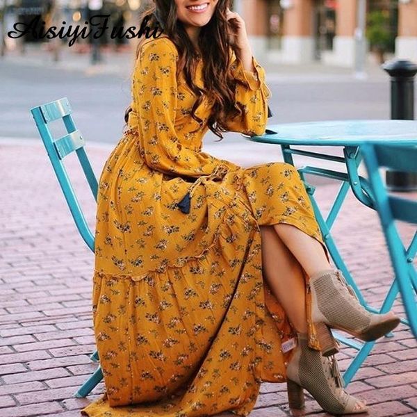 

casual dresses 29 colors flower print corduroy elastic waist vintage dress women full sleeve long maxi floral vestido feminino, Black;gray