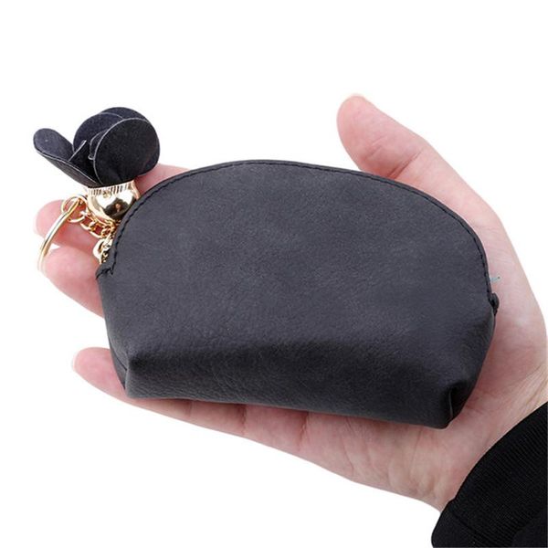 

coin purses cute small purse solid color zipper flower women mini wallet key holder hobos bag card clutch money ladies, Red;black