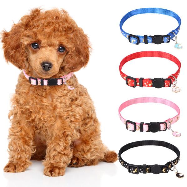 

cat collars & leads colorful breakaway collar gold star moon pendant safety adjustable quick release dog pet supplies
