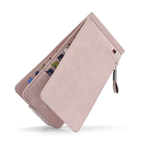 

wallets men's and women's long multi-card wallet korean retro large-capacity double-zip multi-function card holder, Red;black