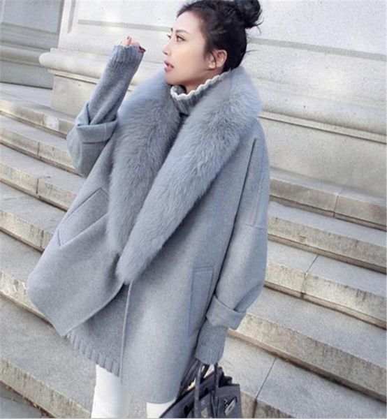 

women's wool & blends woolen womens jackets loose plus size warm coats winter cardigan solid color female outerwear, Black