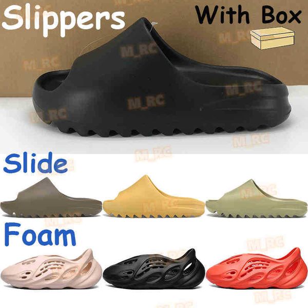 

2021 mens sandals earth brown resin slide shoes triple black soot bone white slippers men women beach sneakers foam runner with box zlh