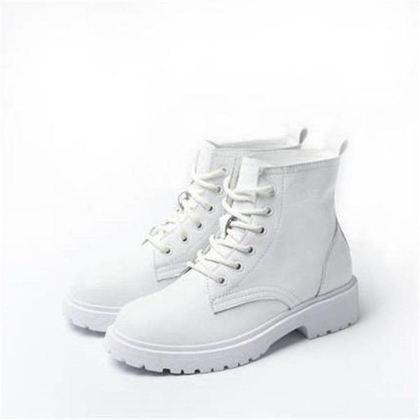 

boots 2021 fashoin winter shoes ankle white female autumn fashion platform booties lace-up genuine leather punk women, Black