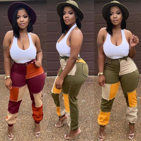 

women's jeans women patch flare bell bottom hem denim pants high waist, Blue