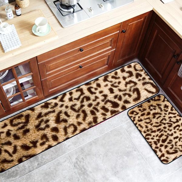 

carpets 2021 latest classic 3d printing leopard stripe blanket kitchen mat entry non-slip foot bedroom bedside