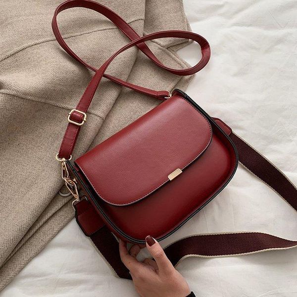 

texture retro small square bag women's 2021 summer simple one-shoulder fashionable wide shoulder strap bags