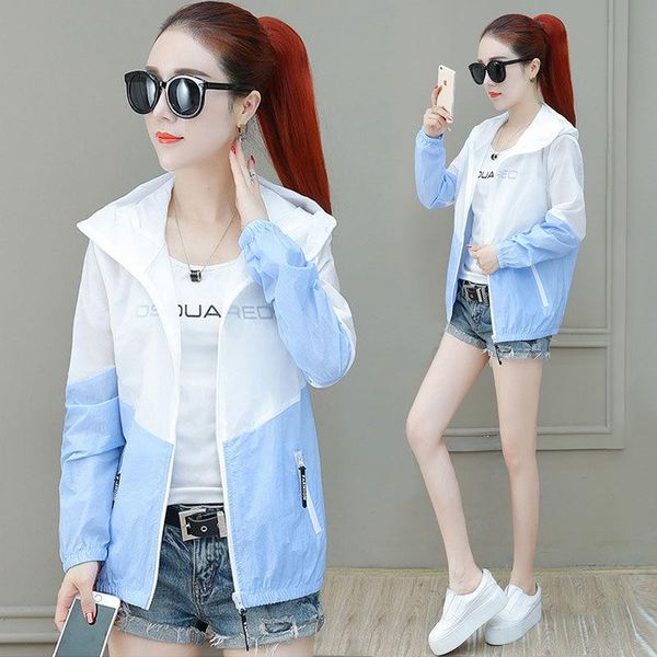 

women's jackets 2021 summer women long sleeve zipper thin section transparent female sun protection shirt loose breathable pink, Black;brown