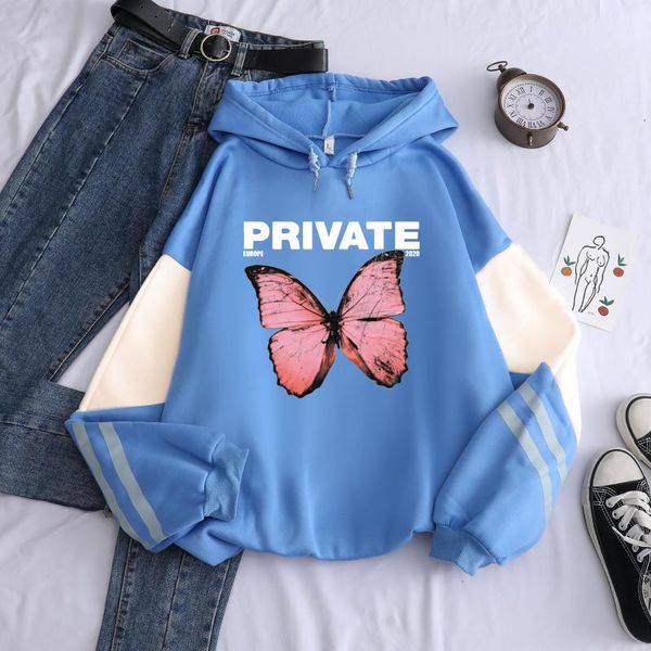 

women's hoodies & sweatshirts fashion butterfly print women harajuku hooded patchwork winter oversized streetwear, Black