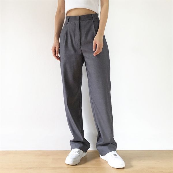 

women pants harajuku trouser suits high waist straight fashion loose y2k pantalon female traf women's clothing trends 210925, Black;white