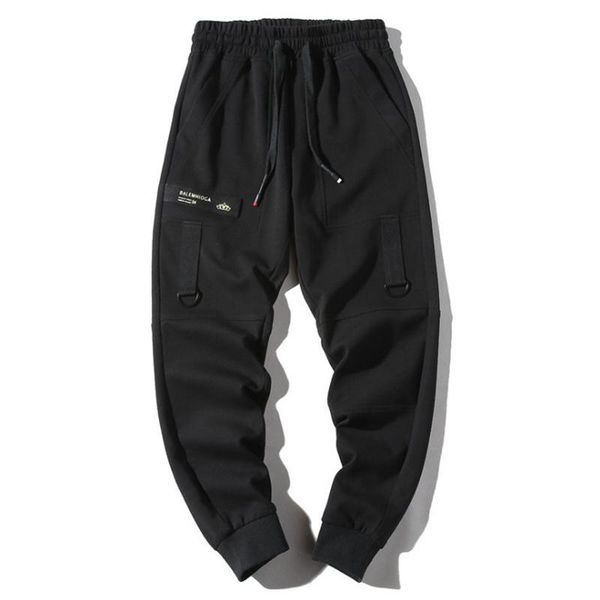 

men's pants spring casual harem men fashion elastic waist beam feet autumn ribbons design knitted pencil 4xl, Black