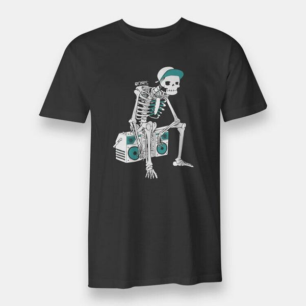 

hip hop rap kno bones skull men's t-shirt black, White;black