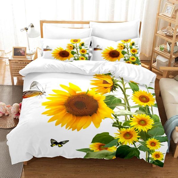 

bedding sets beauty flower set single twin full  king size rose sunflower bed children's kid bedroom duvetcover 3d 014